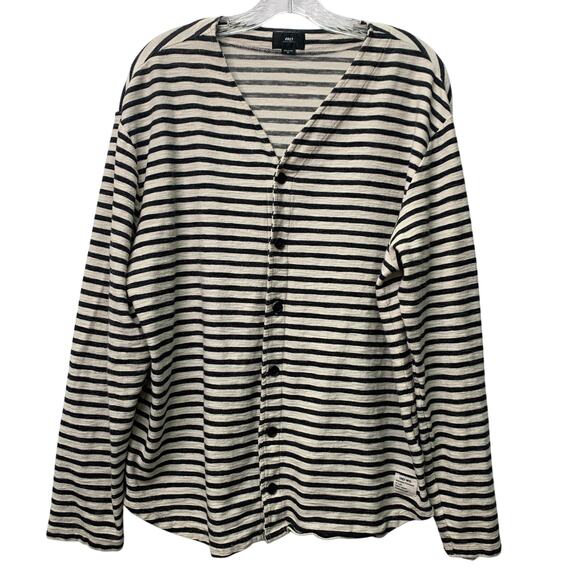 Obey Womens XL Black and White Striped Button Front Cardigan Long Sleeves - Picture 1 of 7